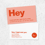 Hey I Just Met You | Red Pink Dating Call Me Business Card<br><div class="desc">A simple stylish fun dating retro design business card with modern and handwritten script typography monogram with a dual tone colour scheme in shades of red and pink. The text can easily be personalised to make a design as unique as you are! The perfect trendy bespoke design for a single...</div>