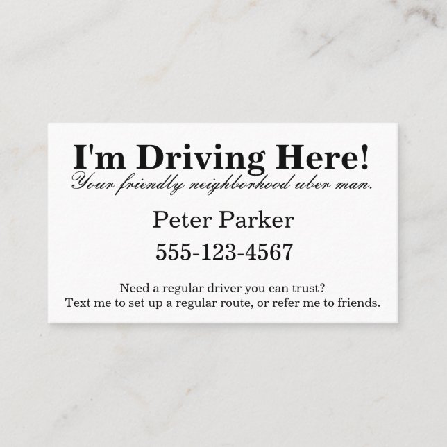 Hey! I'm Driving Here! Business Card (Front)
