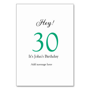 Hey it's 30th birthday green black bold letter nam table number