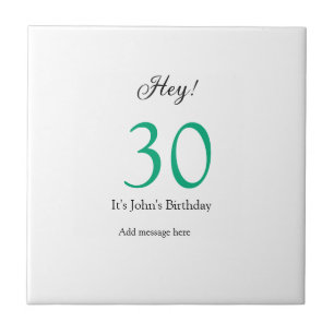 Hey it's 30th birthday green black bold letter nam tile