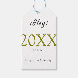 Hey it's new year add year gold black simple. Mini Gift Tags