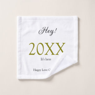 Hey it's new year add year gold black simple. Mini Wash Cloth