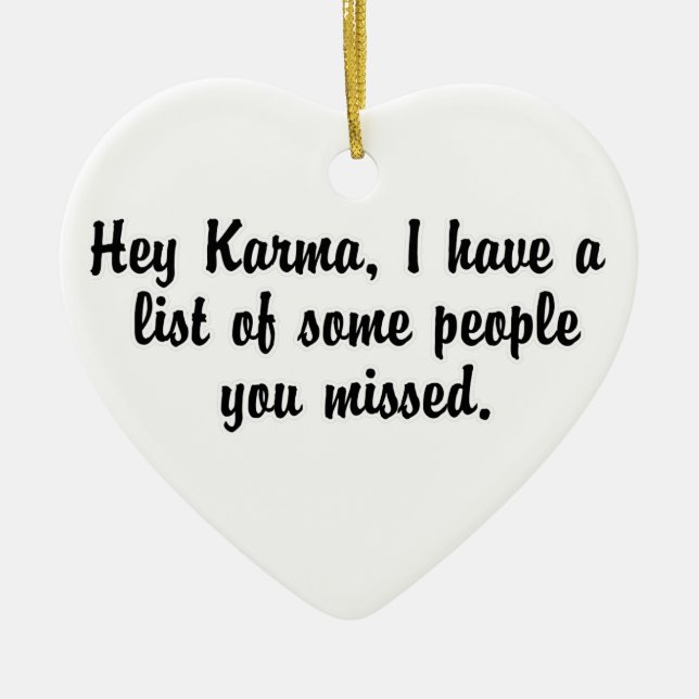 Hey Karma… Ceramic Tree Decoration (Front)