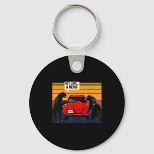 Hey Look A Menu Camng Camper, Retro Vintage Funny  Key Ring