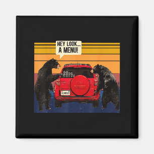 Hey Look A Menu Camng Camper, Retro Vintage Funny Magnet