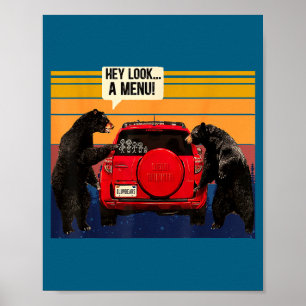 Hey Look A Menu Camng Camper, Retro Vintage Funny Poster