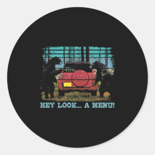 Hey Look A Menu Funny Bear Camping Retro Vintage C Classic Round Sticker