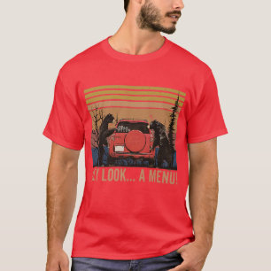 Hey Look A Menu Funny Camping Bear Vintage Essenti T-Shirt