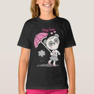 Hey Love Panda Funny Cute Girl T-Shirt