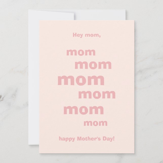 Hey Mum, Pink Hearts Glitter Happy Mother's Day Holiday Card (Front)