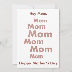 Hey Mum, Pink Modern Glitter Happy Mother's Day Holiday Card