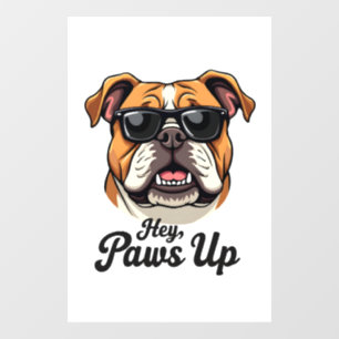 Hey Paws Up Vintage Bulldog with Sunglasses Funny 