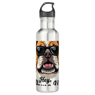Hey Paws Up Vintage Bulldog with Sunglasses Funny  710 Ml Water Bottle