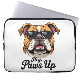 Hey Paws Up Vintage Bulldog with Sunglasses Funny  Laptop Sleeve