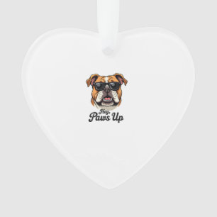 Hey Paws Up Vintage Bulldog with Sunglasses Funny  Ornament