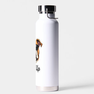 Hey Paws Up Vintage Bulldog with Sunglasses Funny  Water Bottle
