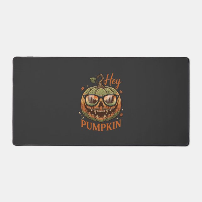 Hey Pumpkin Halloween Jack Lantern Glasses Mustach Desk Mat (Front)