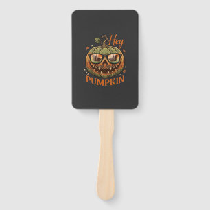 Hey Pumpkin Halloween Jack Lantern Glasses Mustach Hand Fan