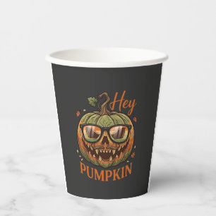 Hey Pumpkin Halloween Jack Lantern Glasses Mustach Paper Cups