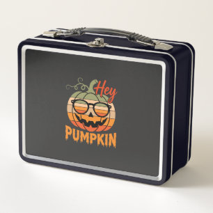 Hey Pumpkin Retro Halloween Sunglasses Metal Lunch Box