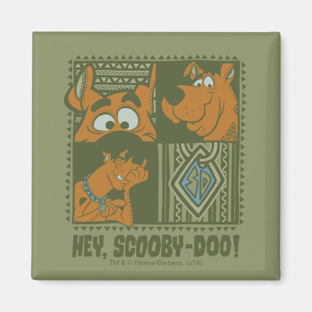 Hey Scooby-Doo Tribal Square Graphic Magnet (Front)