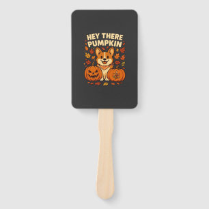 Hey There Pumpkin Corgi Halloween Pumpkins Autumn Hand Fan