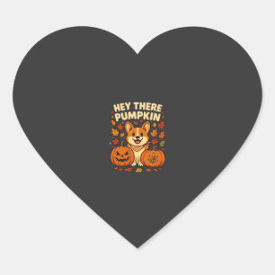 Hey There Pumpkin Corgi Halloween Pumpkins Autumn Heart Sticker