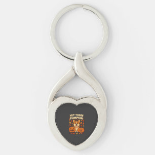 Hey There Pumpkin Corgi Halloween Pumpkins Autumn Key Ring