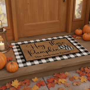 Hey There Pumpkin Custom Family Autumn Doormat