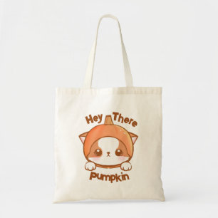 Hey There Pumpkin Mochi Pumpkin Kawaii Tote Bag