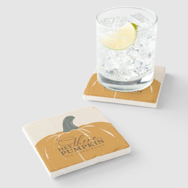 Hey There Pumpkin Personalised Fall Stone Coaster (Side)