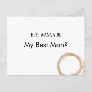Hey Wanna Be My Best Man Coffee Stains Fun Invitation Postcard