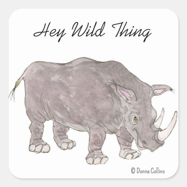 Hey Wild Thing Rino Sticker (Front)