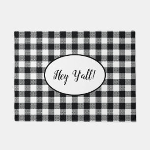 Hey Y’all Buffalo Check Plaid Doormat