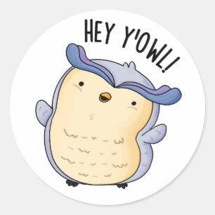 Hey Y'Owl Funny Owl Pun  Classic Round Sticker