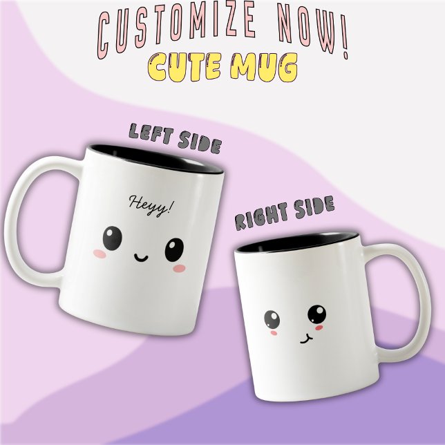 “Heyy!” Cute Face Two-Tone Cofee Mug (Creator Uploaded)