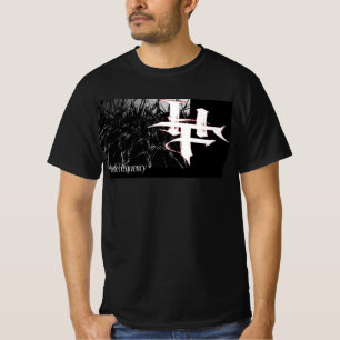 HF Hostile Frequency to the side over grey grid T-Shirt
