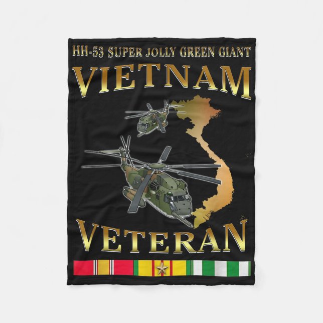 Hh-53 Super Jolly Green Giant Helicopter Vietnam V Fleece Blanket (Front)