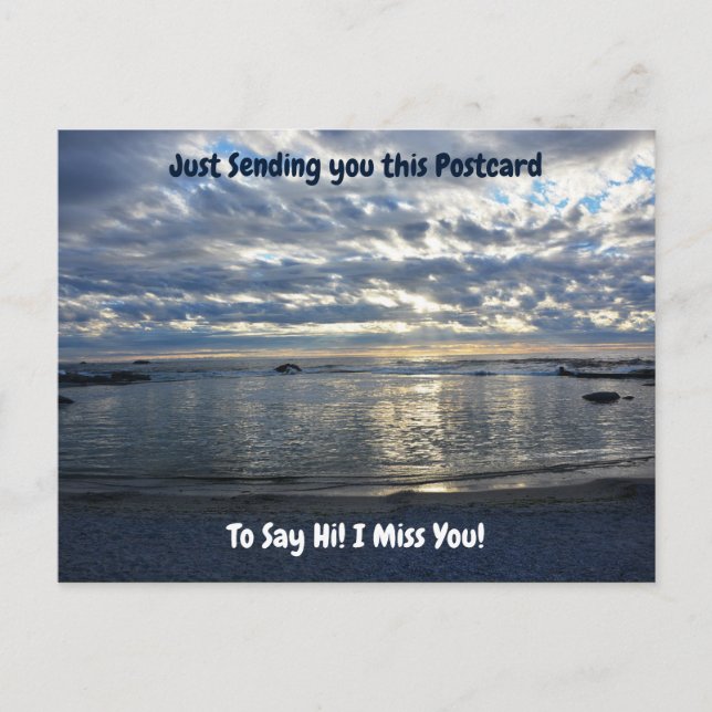 Hi and I miss you Sunset over the Blue Ocean Postcard (Front)
