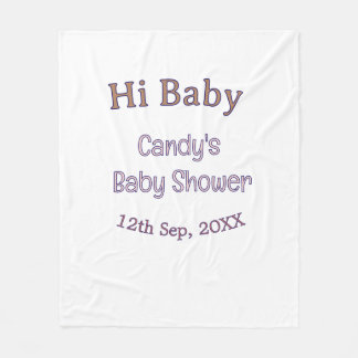 hi baby shower blue name date maron modern trendy fleece blanket