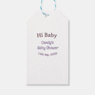 hi baby shower blue name date maron modern trendy gift tags