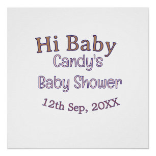 hi baby shower blue name date maron modern trendy poster