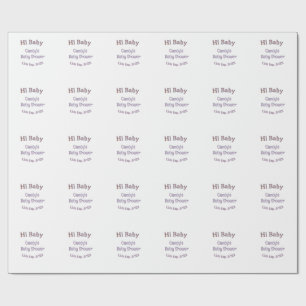 hi baby shower blue name date maron modern trendy wrapping paper