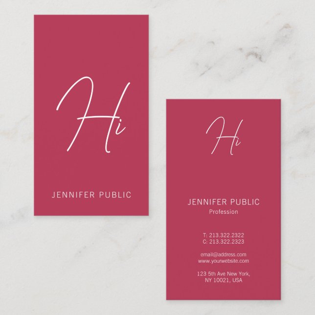 Hi Business Cards Modern Vertical Typography (Front/Back)