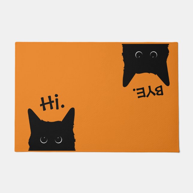 Hi Bye Cat Doormat New Home Gift Wedding Gift (Front)