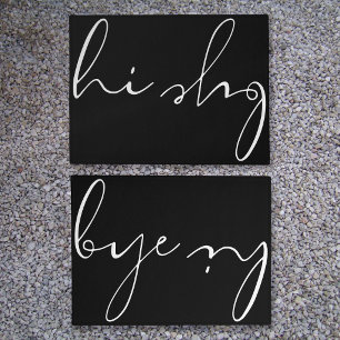Hi Bye Modern Elegant Calligraphy Script Doormat
