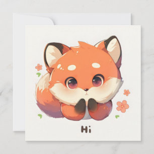Hi Cute Fox Animal Holiday Card