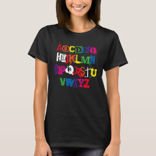 Hi Cutie Alphabet Funny Rainbow Typography T-Shirt