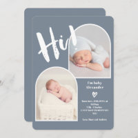 Hi dusty blue script heart 2 photo arch baby birth
