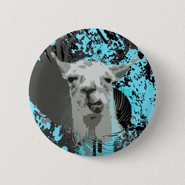 hi-fi llama. 6 cm round badge (Front)